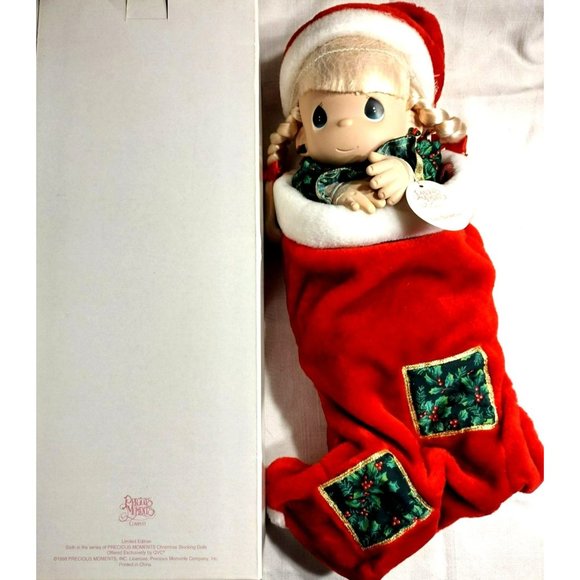 Vintage Precious Moments Christmas Eve 1998 Stocking Doll Box & Tags Hat Doll - Picture 3 of 10